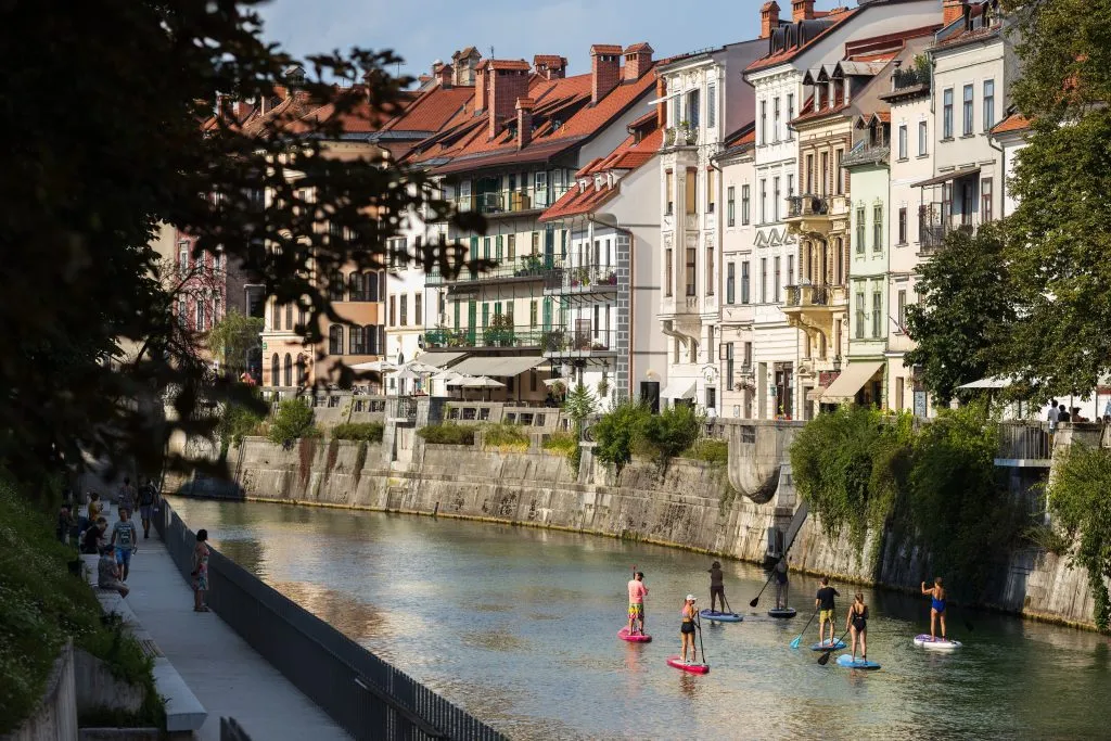 Stand up paddling in Ljubljana Old Town